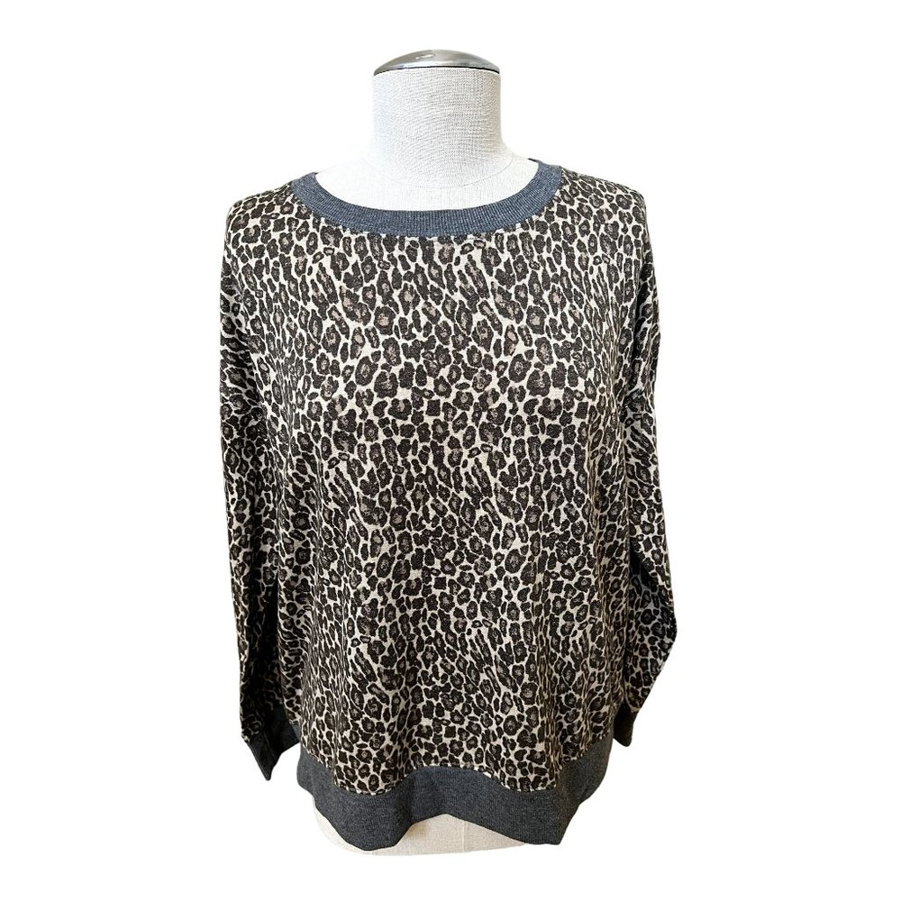 SPLENDID Women's Sweater Long Sleeve Leopard Print Size LARGE